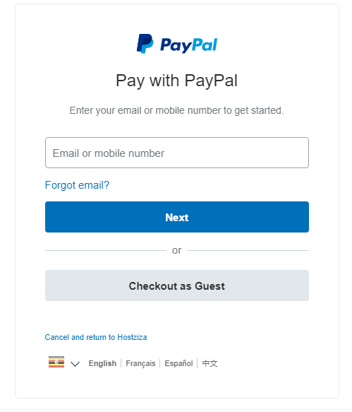 Paypal step one Paypal step one